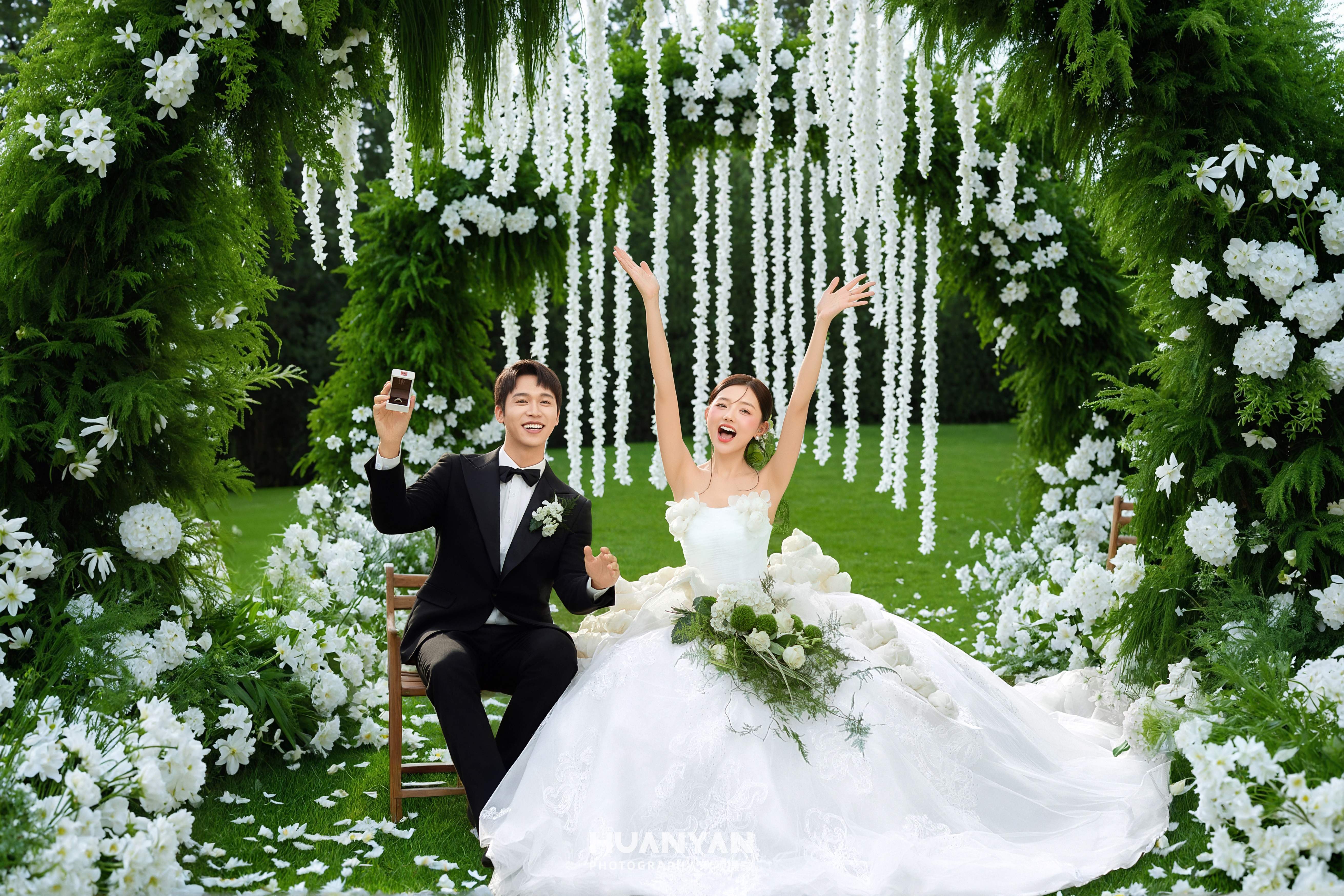 高级感风婚纱照 · 草地场景 · 青野告白客片