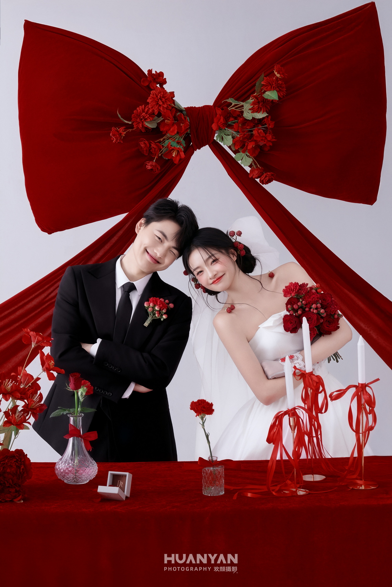 室内喜嫁风婚纱照实拍（红丝结系列）