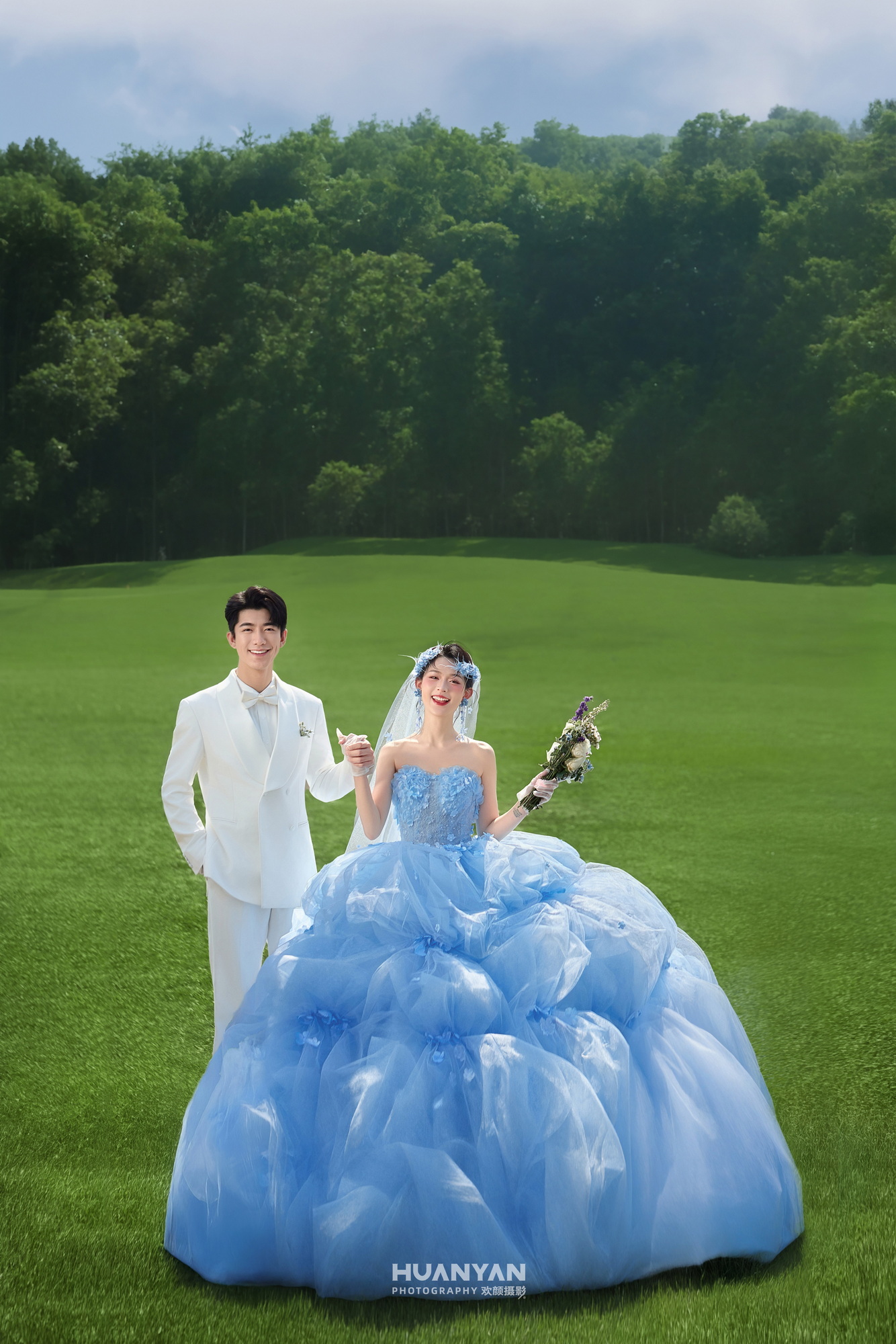 晴空蓝：森系风婚纱照室内实拍