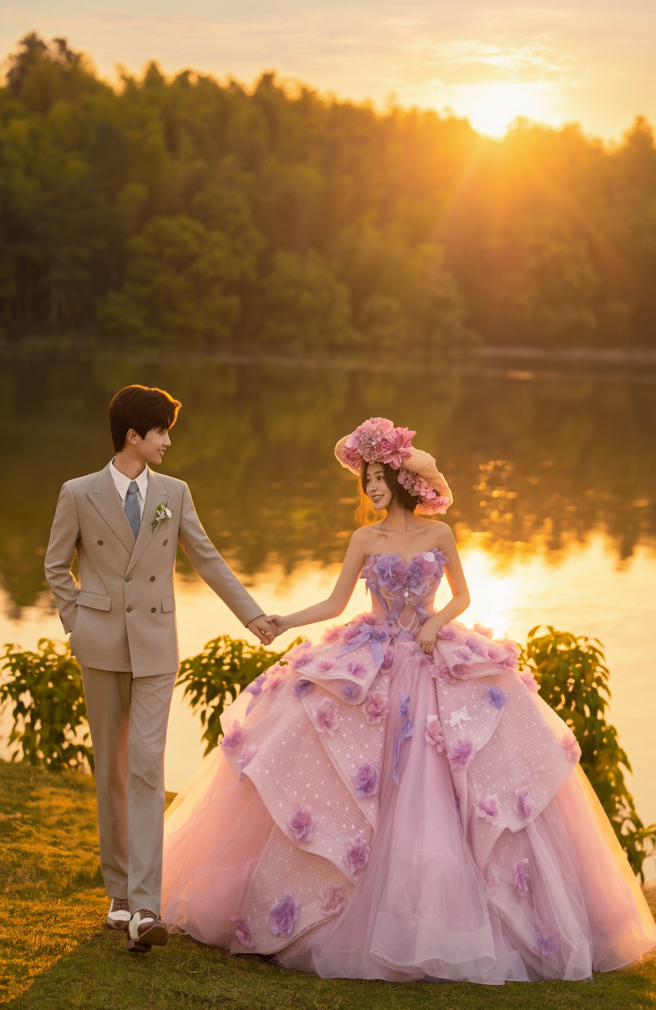 落日绯梦客片第3张｜简约风婚纱照，摄于夕阳