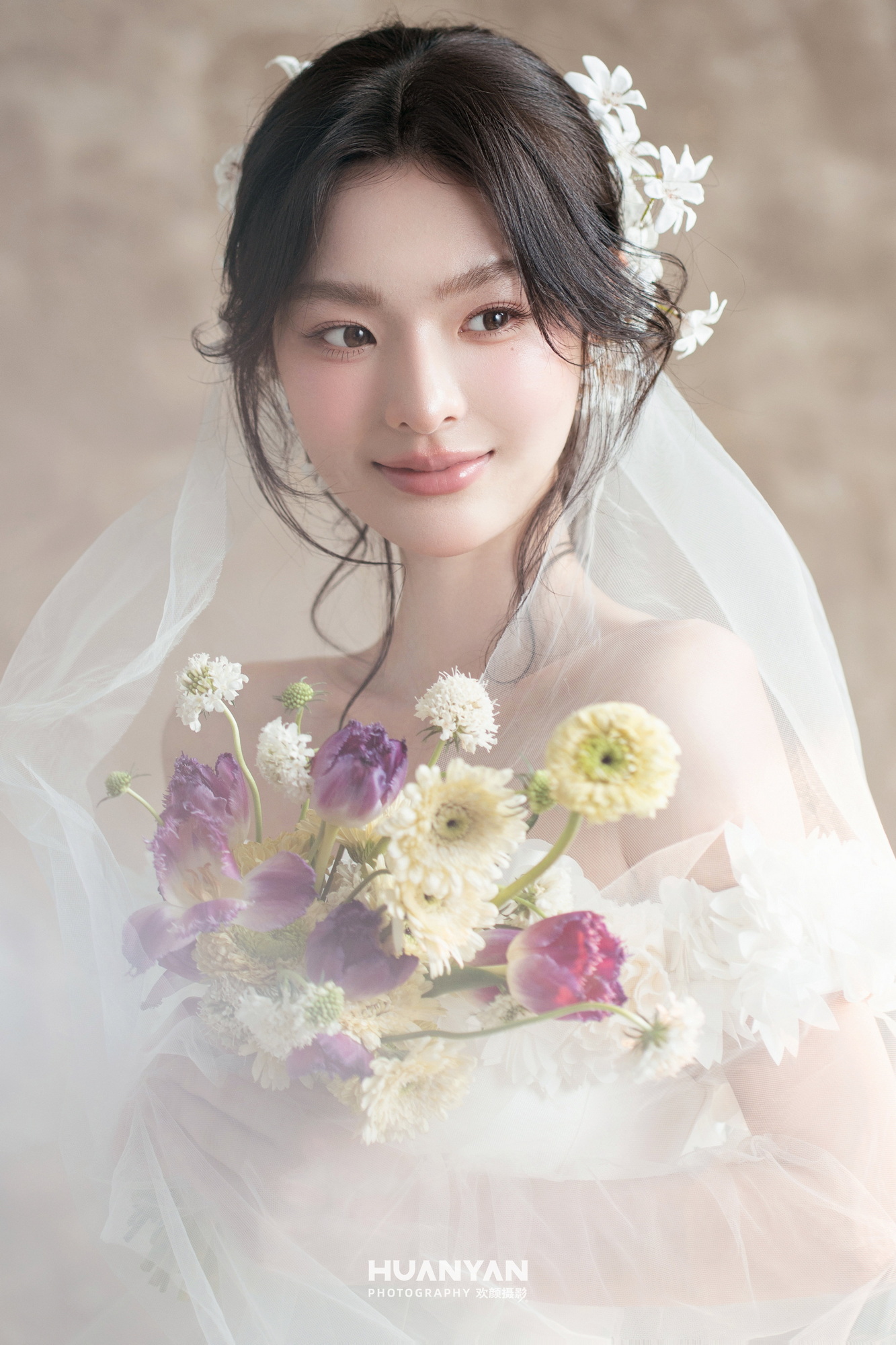 公园极简风婚纱照实拍（花叙白纱系列）