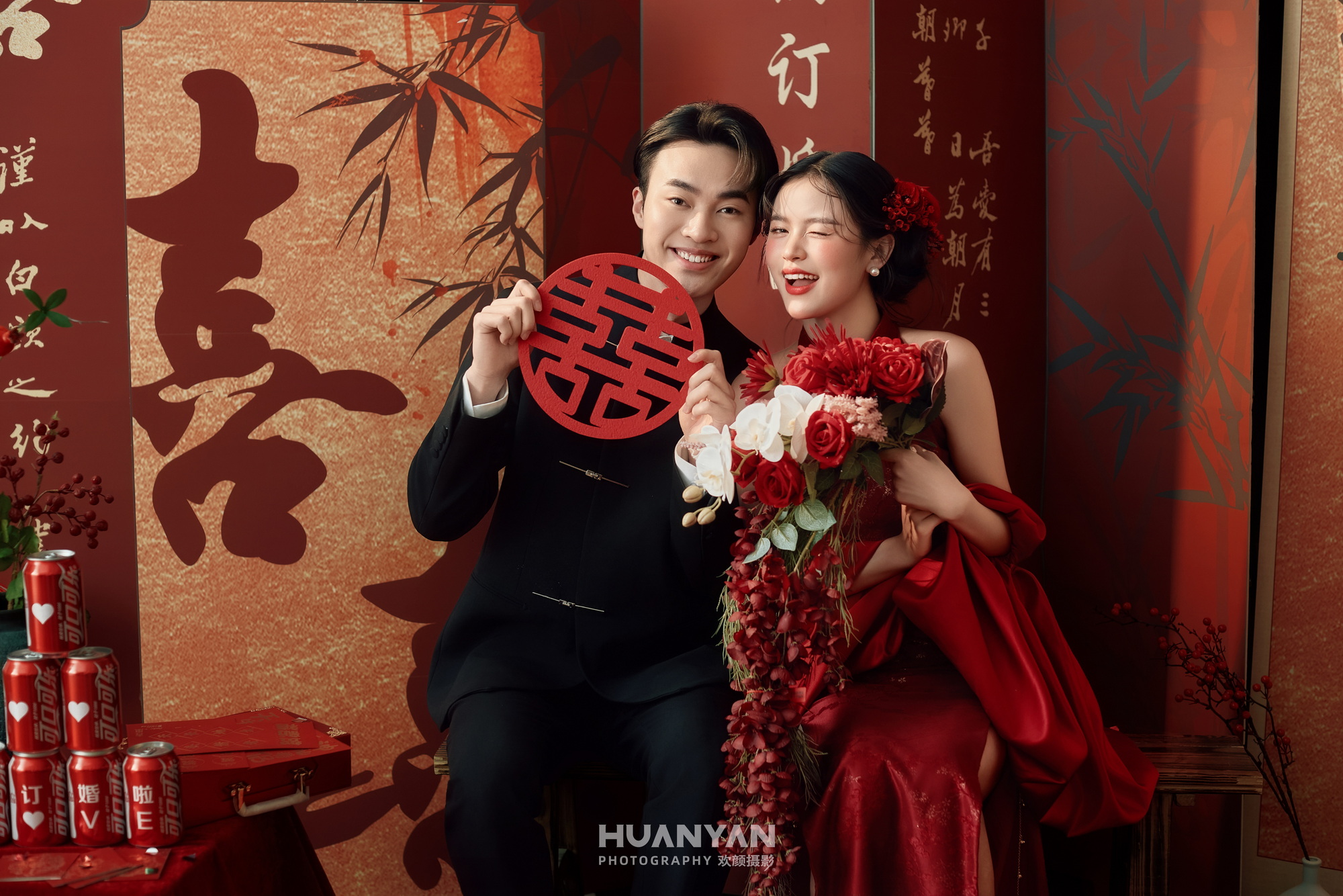 红笺喜：喜嫁风婚纱照室内实拍