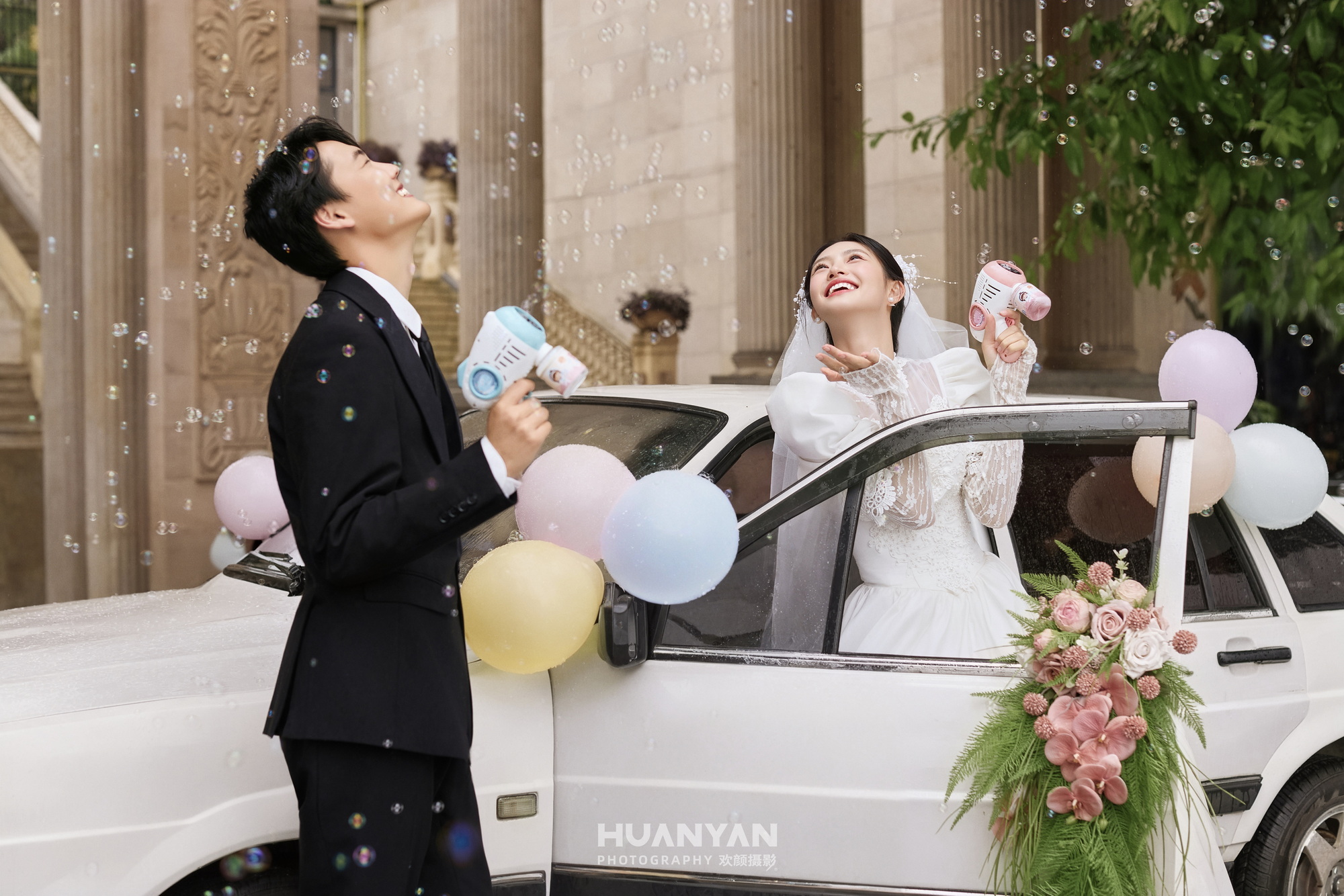 花光：高级感风婚纱照公园实拍