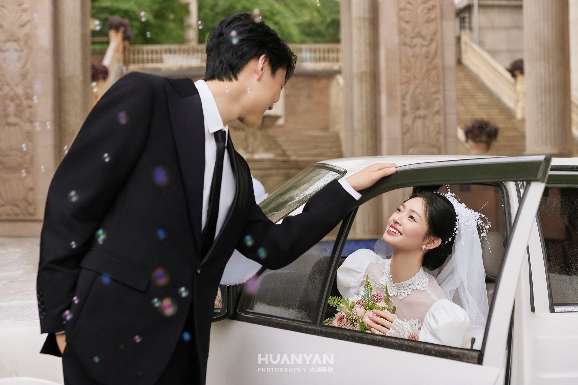 公园高级感风婚纱照实拍（花光系列）