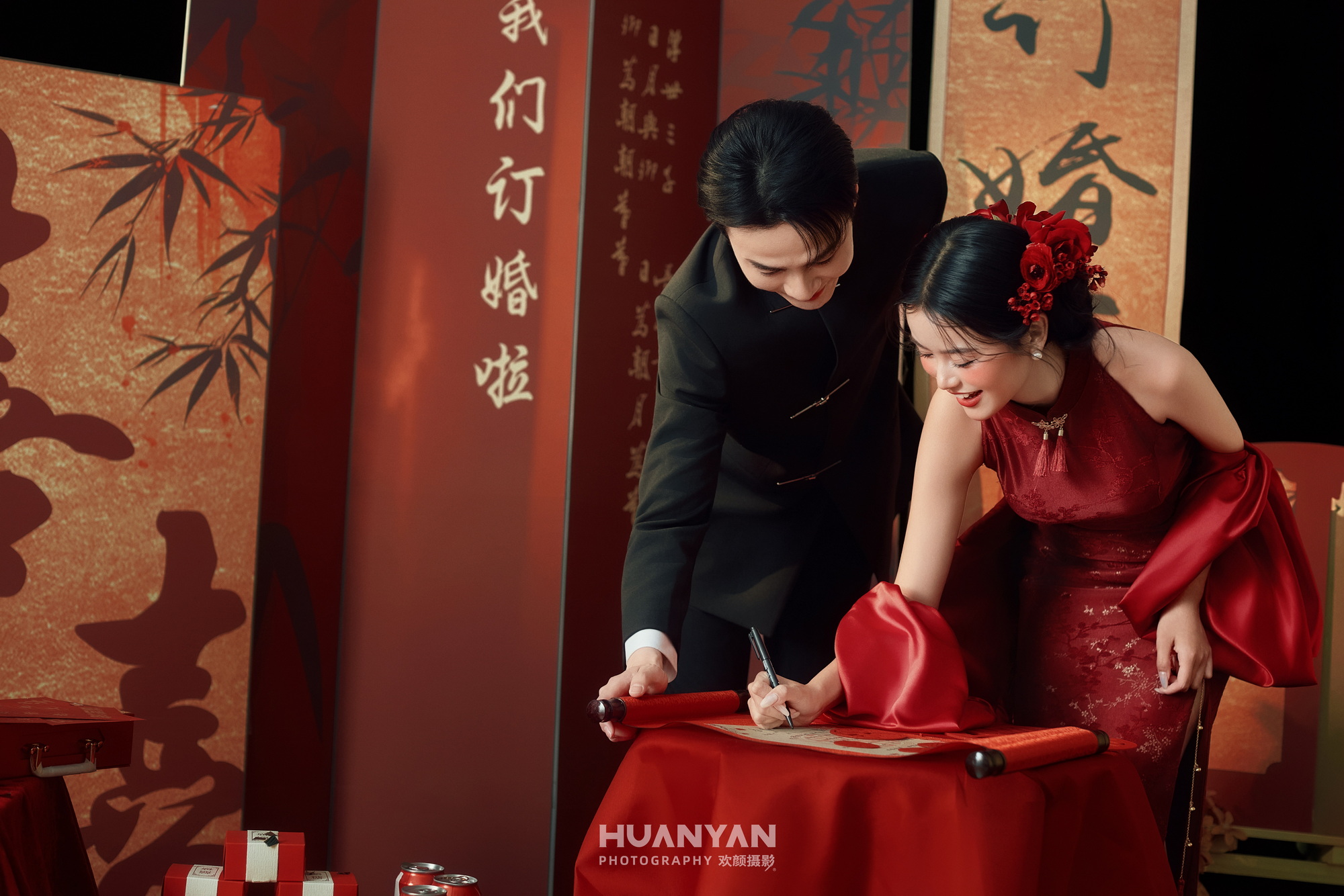 室内喜嫁风婚纱照实拍（红笺喜系列）