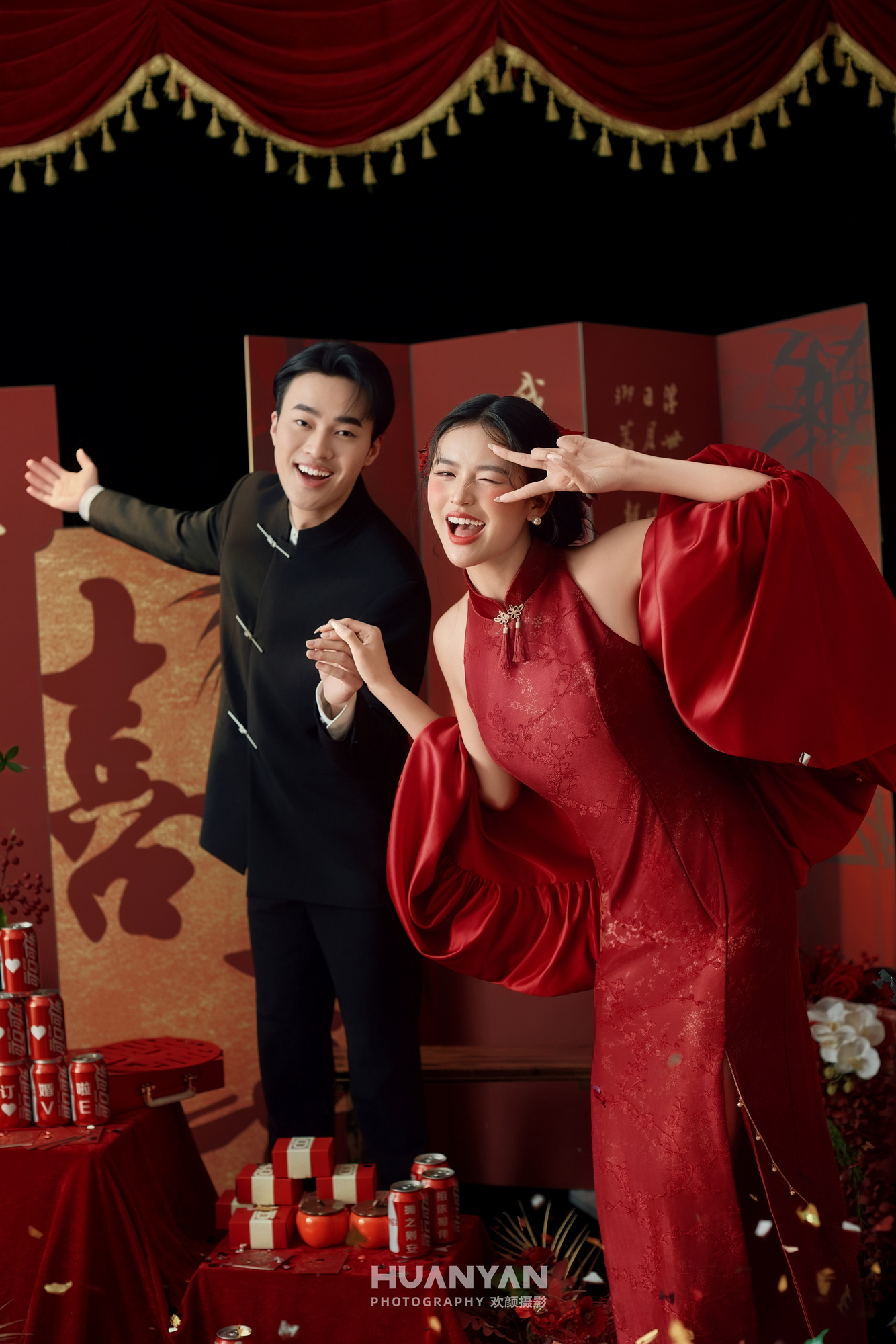 室内喜嫁风婚纱照实拍（红笺喜系列）