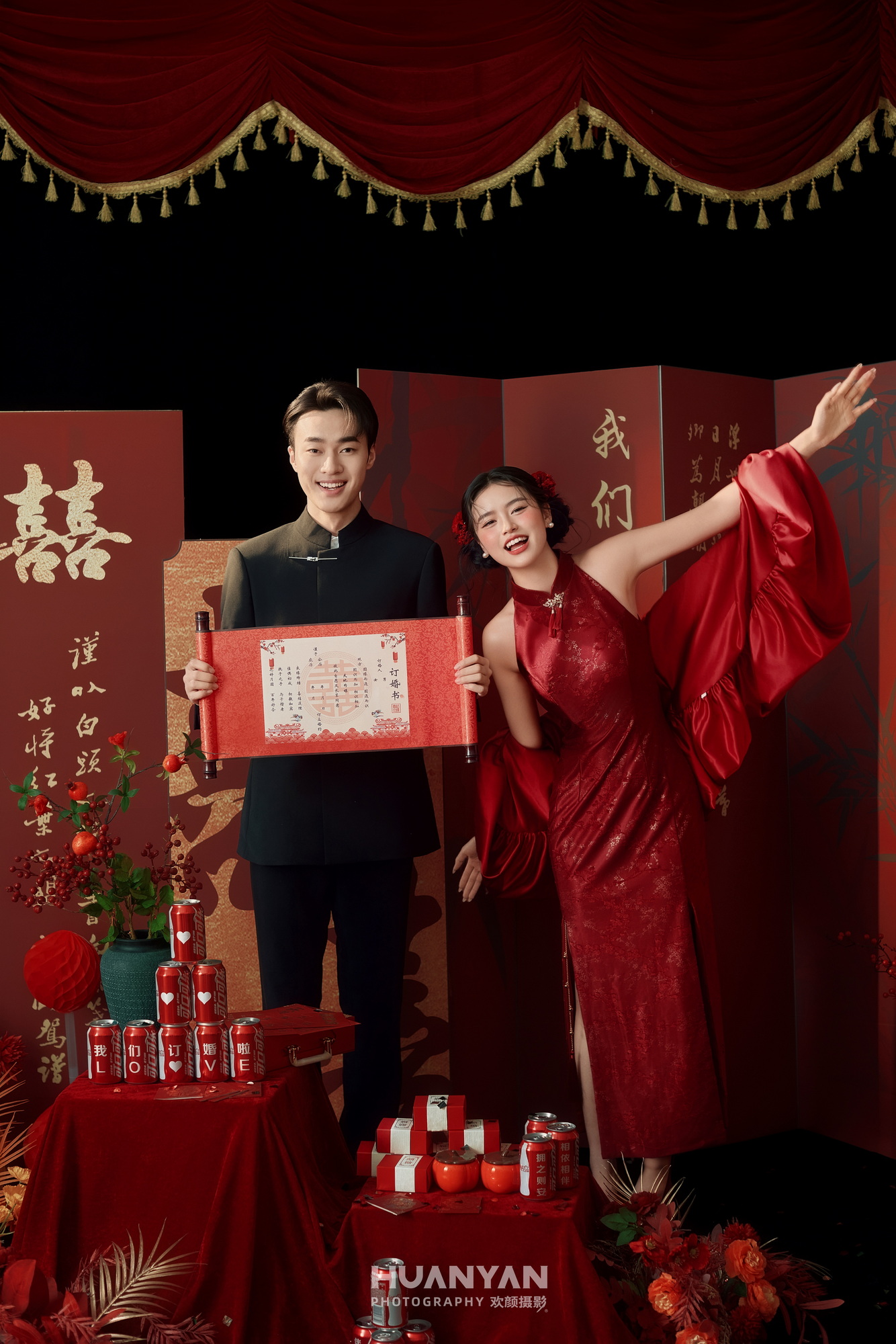 红笺喜：喜嫁风婚纱照室内实拍