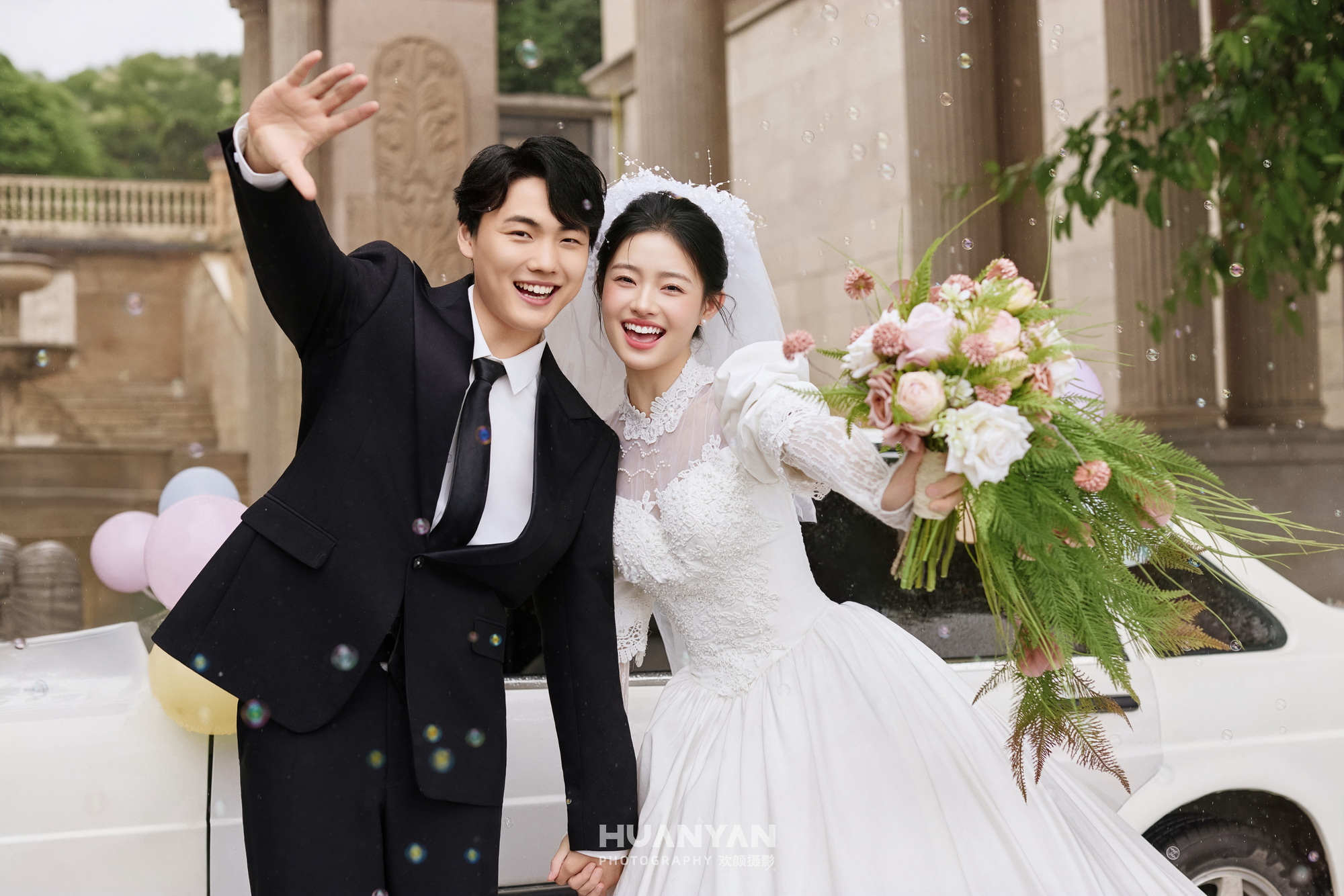 公园高级感风婚纱照实拍（花光系列）